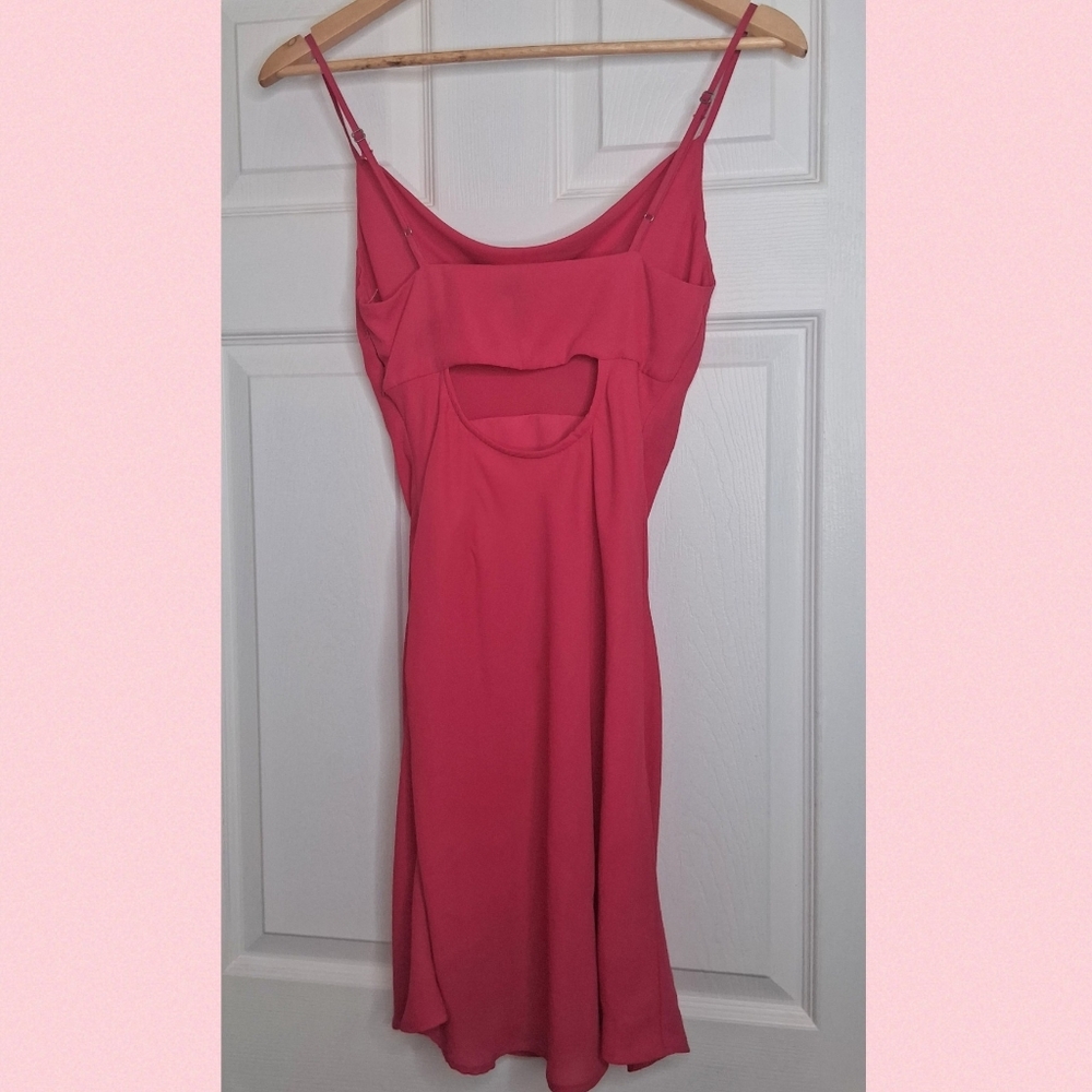 Aqua Bloomingdale's Hot Pink Cowl Cutout Cocktail Dress Size X-Small - Picture 2 of 5